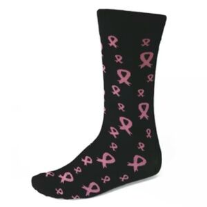 Black and Pink Awareness Ribbon Socks